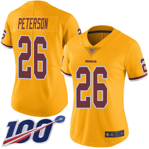 Washington Redskins Limited Gold Women Adrian Peterson Jersey NFL Football #26 100th Season Rush->women nfl jersey->Women Jersey